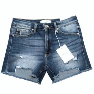 KanCan Denim Jean Shorts Womens L Large Distressed Ripped Faded Wash NWT NEW
